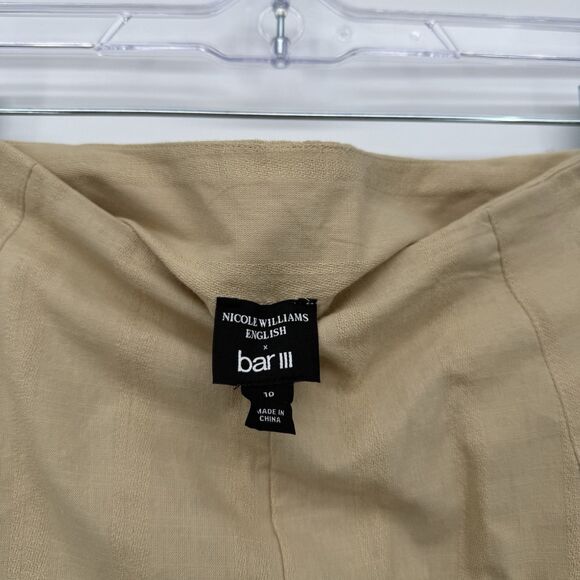 Nicole Williams English x Bar III Beige Cotton Wide Leg Trouser Pants Size 10 - Picture 6 of 10